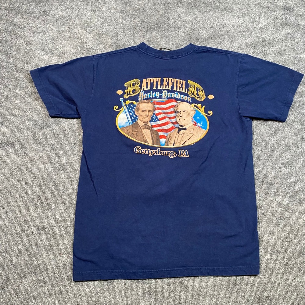 Harley-Davidson Gettysburg PA Freedom Ride T-Shirt Navy Blue Mens Large 2005